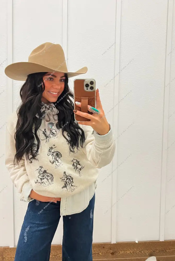 Rowdy Rodeo Tee Or Sweatshirt (Adult)(Heather Cream)