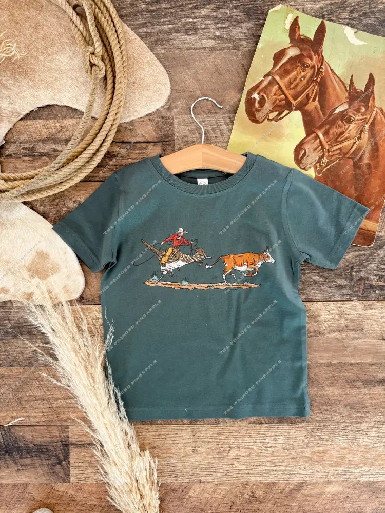 Run Down- Cody Witham Western Graphic Tee (Toddler/Youth)(Slate Green)