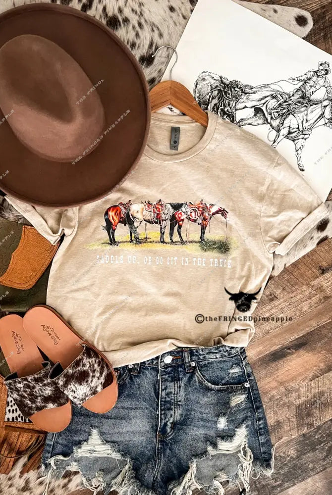 Saddle Up Tee or Sweatshirt (cream) (Adult)