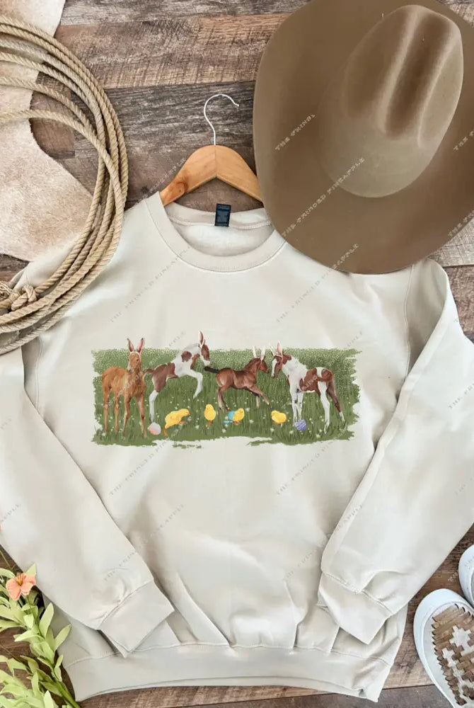 Spring Ponies Ester Tee Or Sweatshirt(cream)