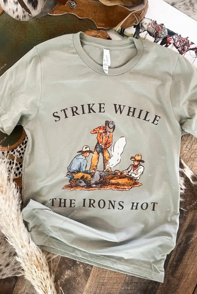 Strike While The Irons Hot Sweatshirt or Tee(Seafoam)
