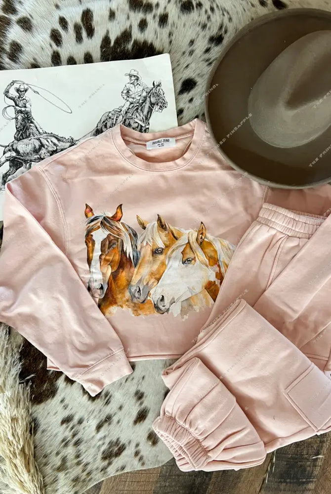 Three Is A Charm Set(Cropped Pink)