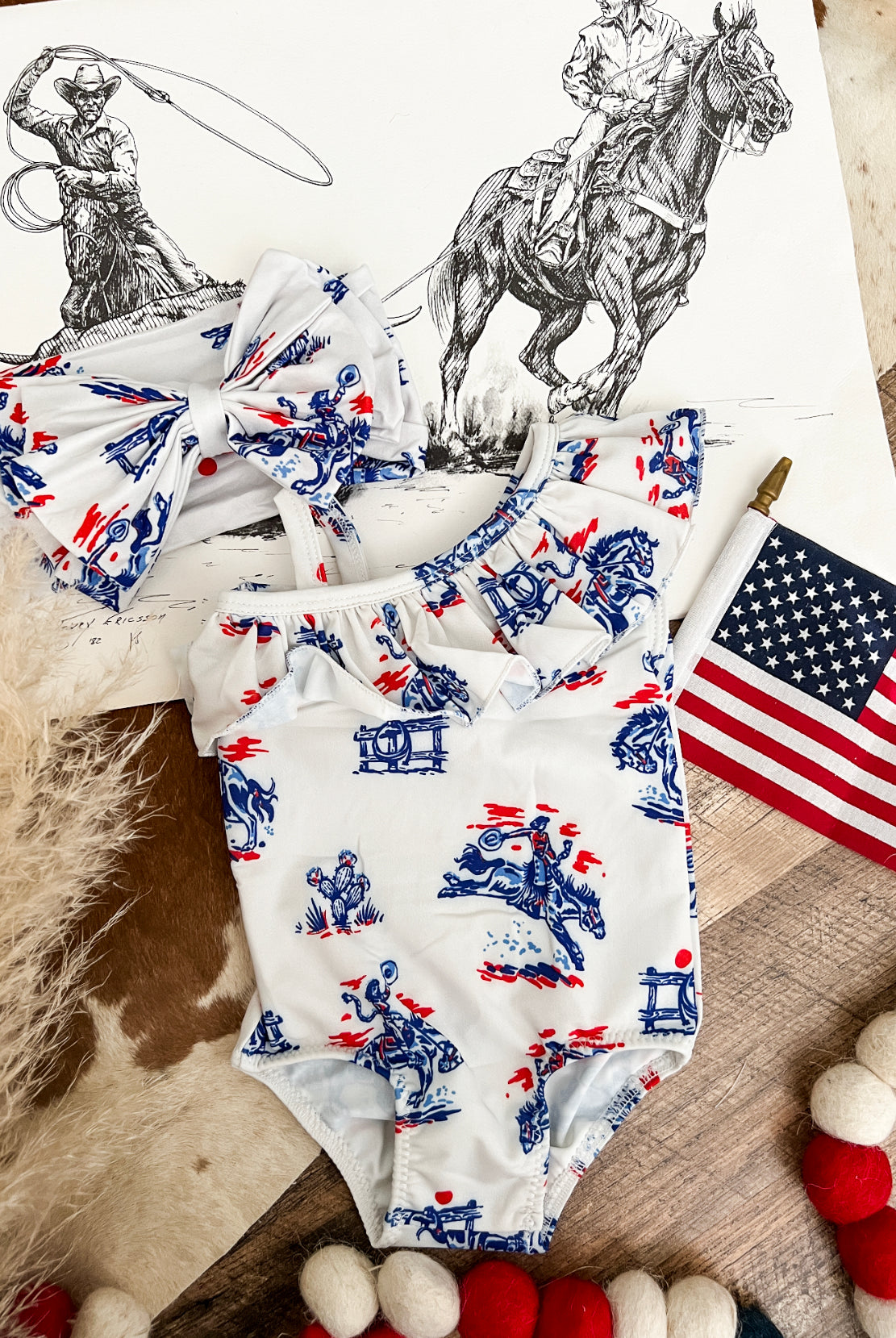 American Cowgirl Swimsuit-White(final sale)