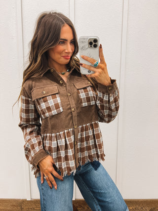 Corduroy Plaid Button Down