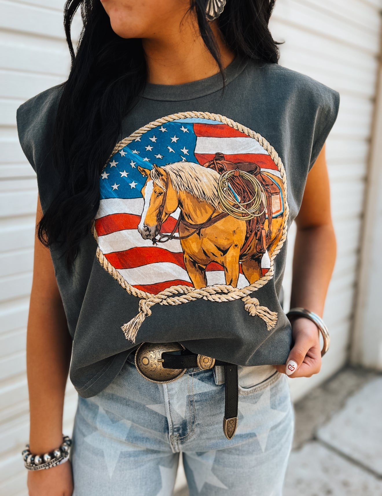 Stars Stripes & Rope Horse Muscle Tank