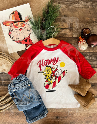 Howdy Candy Cane Christmas Raglan Tee (Toddler)