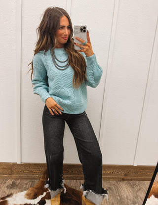 Free Spirit Cut Out Sweater (Pale Blue)