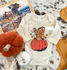 Fall Bronc Pumpkin Cowboy Longsleeve Onesie(little kid)(natural)