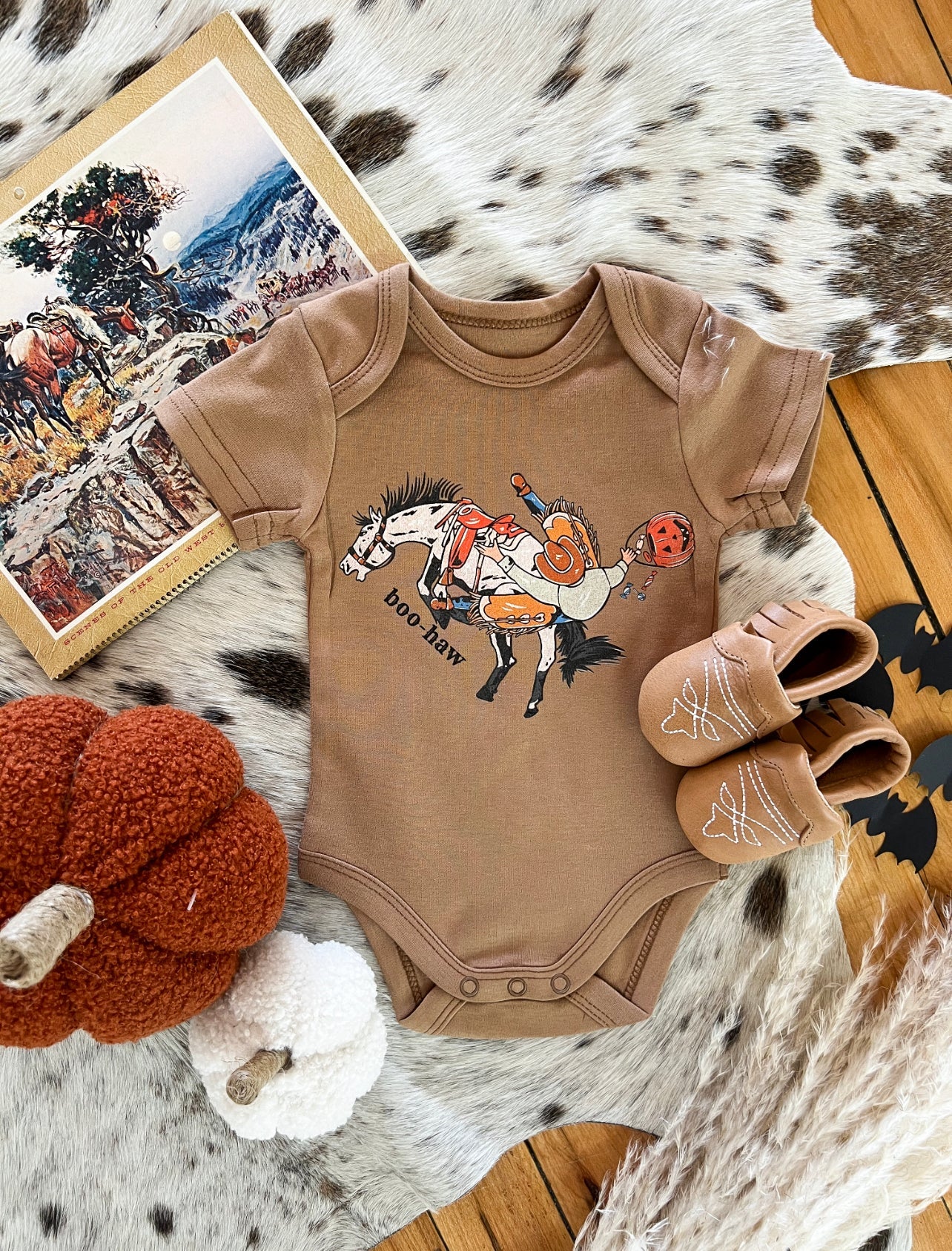 Buckoff Cowboy Halloween Onesie(little kid)(cognac)