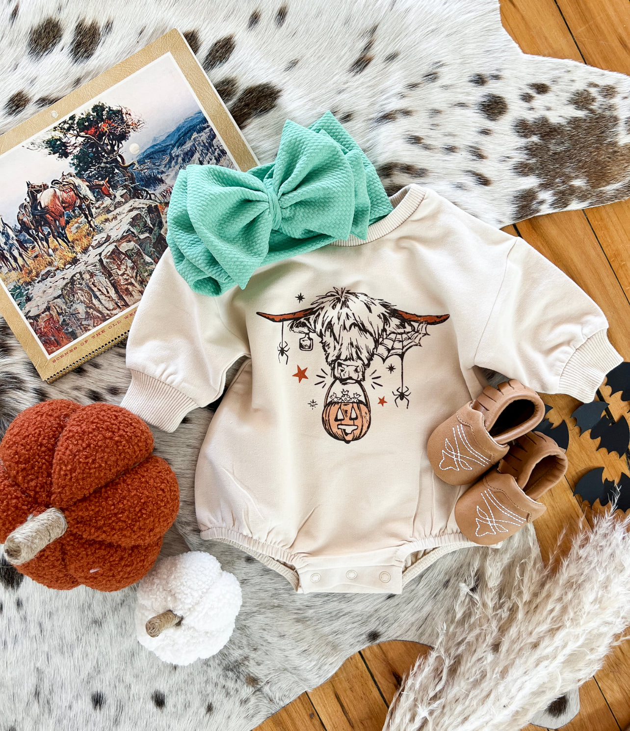 Halloween Highland Spider Bubble Romper (cream)