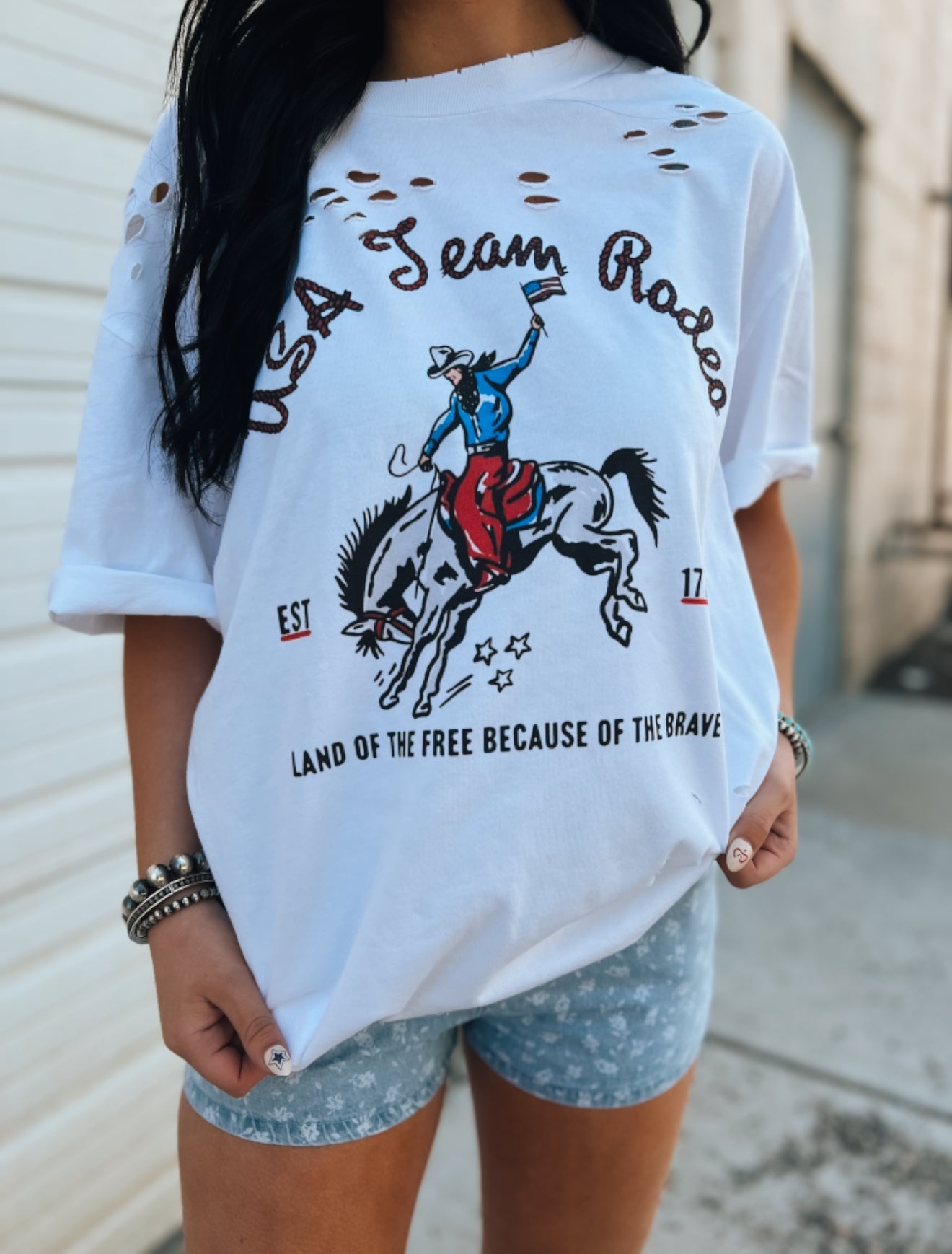USA Team Rodeo Bronc Distressed Tee
