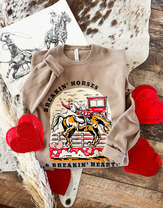 Breakin' Horses Valentines Design Tee or Sweatshirt (mocha) (Adult)