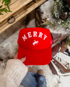Merry Bronc Christmas Trucker Hat (Adult)(Green) Green