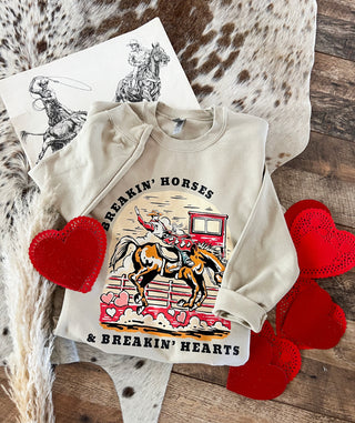 Breakin' Horses Valentines Design Tee or Sweatshirt (cream) (Adult)