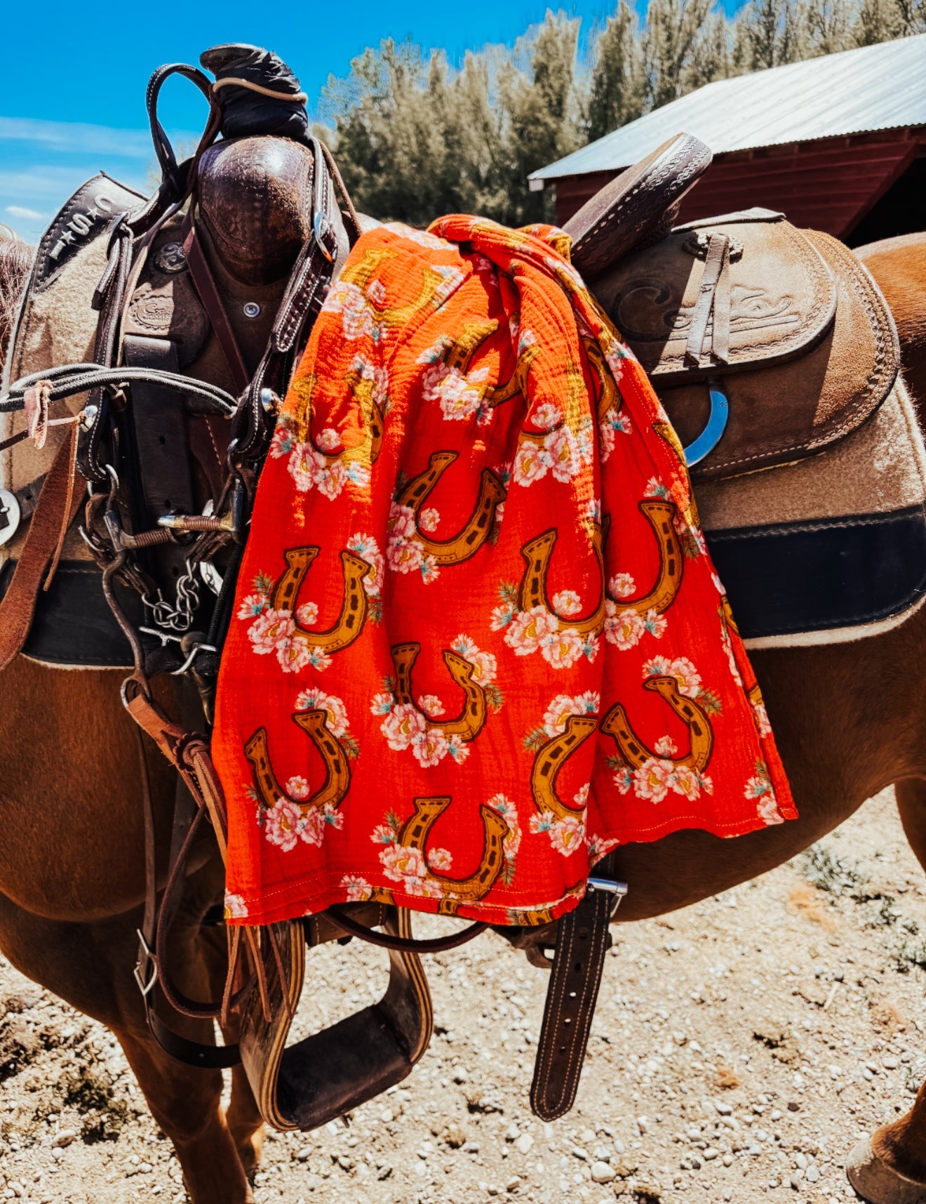 Wildflower Horseshoe Bamboo Swaddle