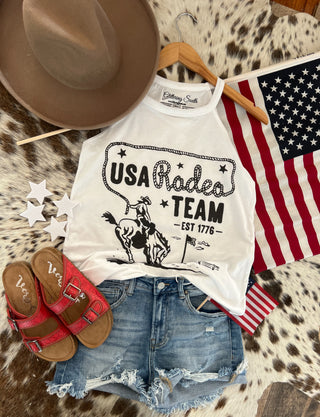 Western 4th Of July-USA Rodeo Team Black Tank or Tee