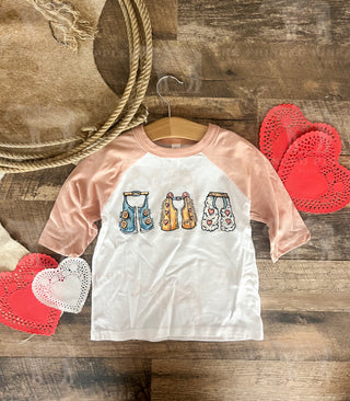 Valentine Chaps Raglan Tee (Toddler)(pink/White)