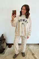 Howdy Western Oversized Mock Neck Set (Taupe Camo)
