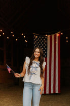 Striped Magnolia Cowgirl Top 4th of july SP Photography
