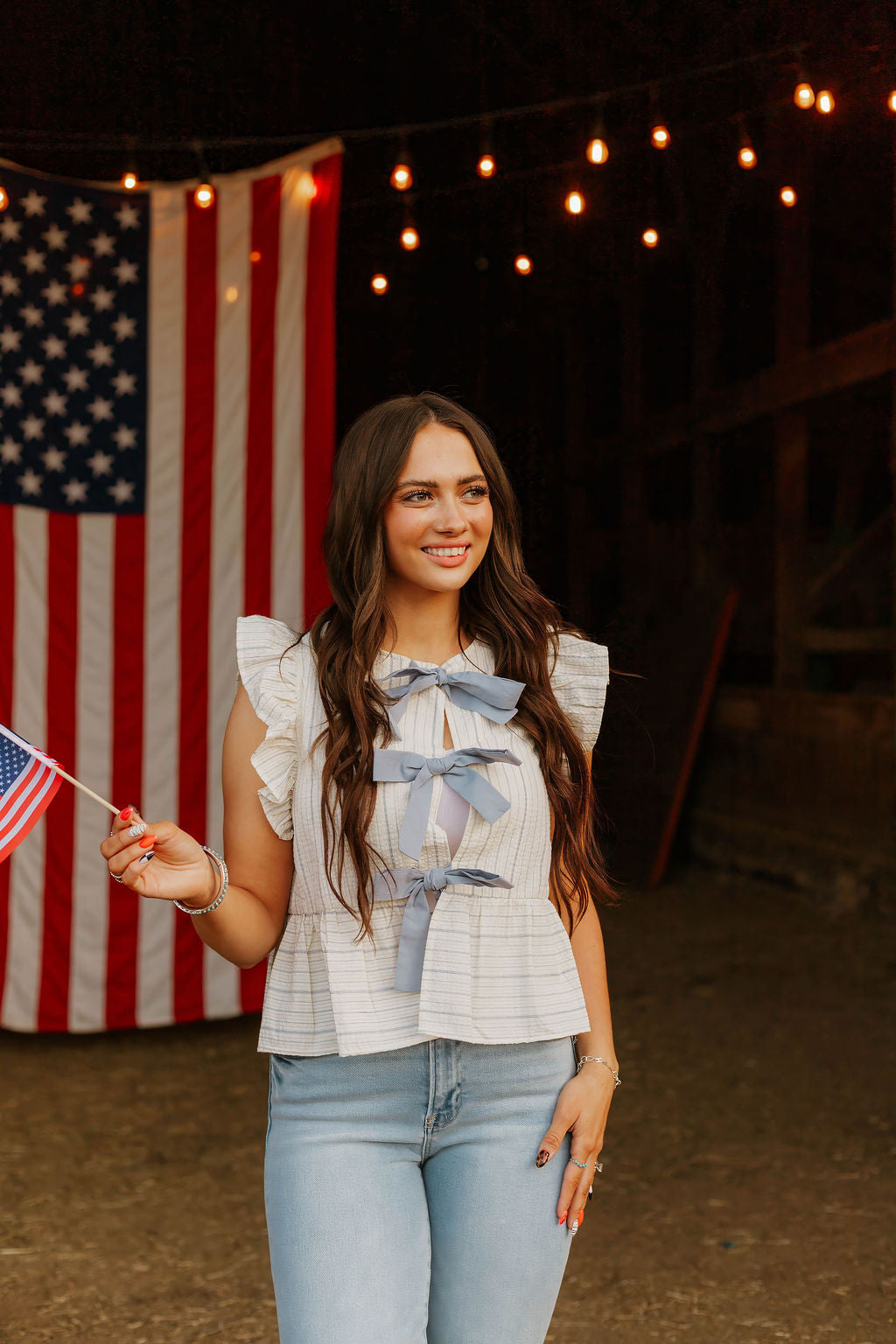 Striped Magnolia Cowgirl Top 4th of july SP Photography By Krystal