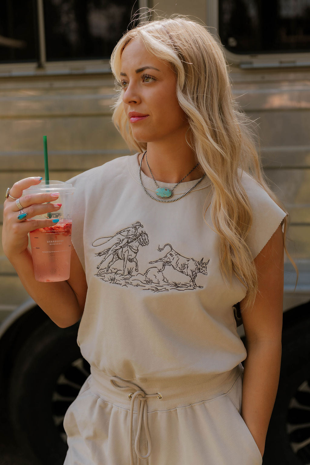 Cody Roper Embroidered Jumpsuit (Taupe)