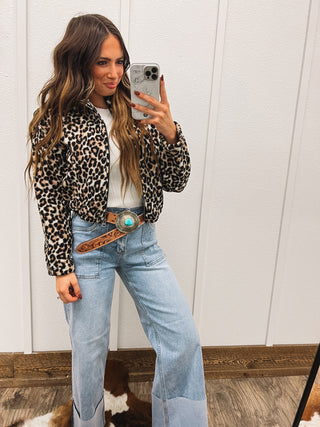 Leopard Mock Neck Jacket