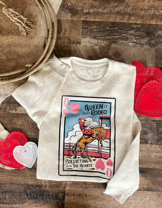 Queen of Hearts Valentines Design Tee or Sweatshirt (Heather Cream) (Adult)