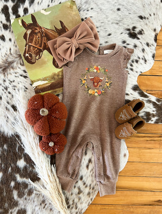 Western Floral Highland RUFFLE Romper(Mocha)(little kid)