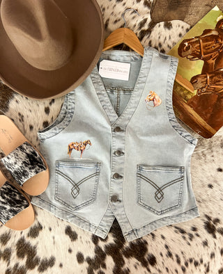 The Horse BootStitch It Up Denim Vest