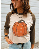Branded Pumpkin– Fall Raglan Tee(Tan/Brown)