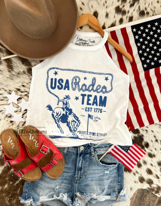 Western 4th Of July-USA Rodeo Team Blue Tank or Tee