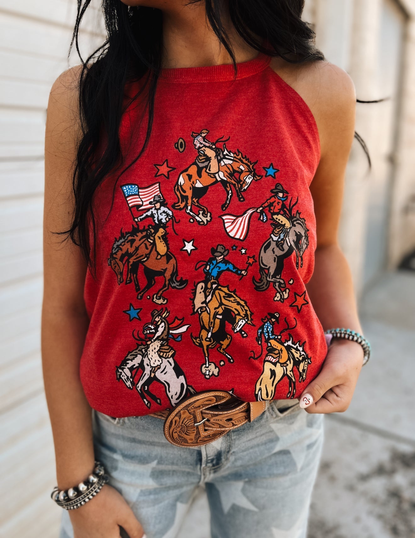 Freedom Cowboys Halter Tank-Red