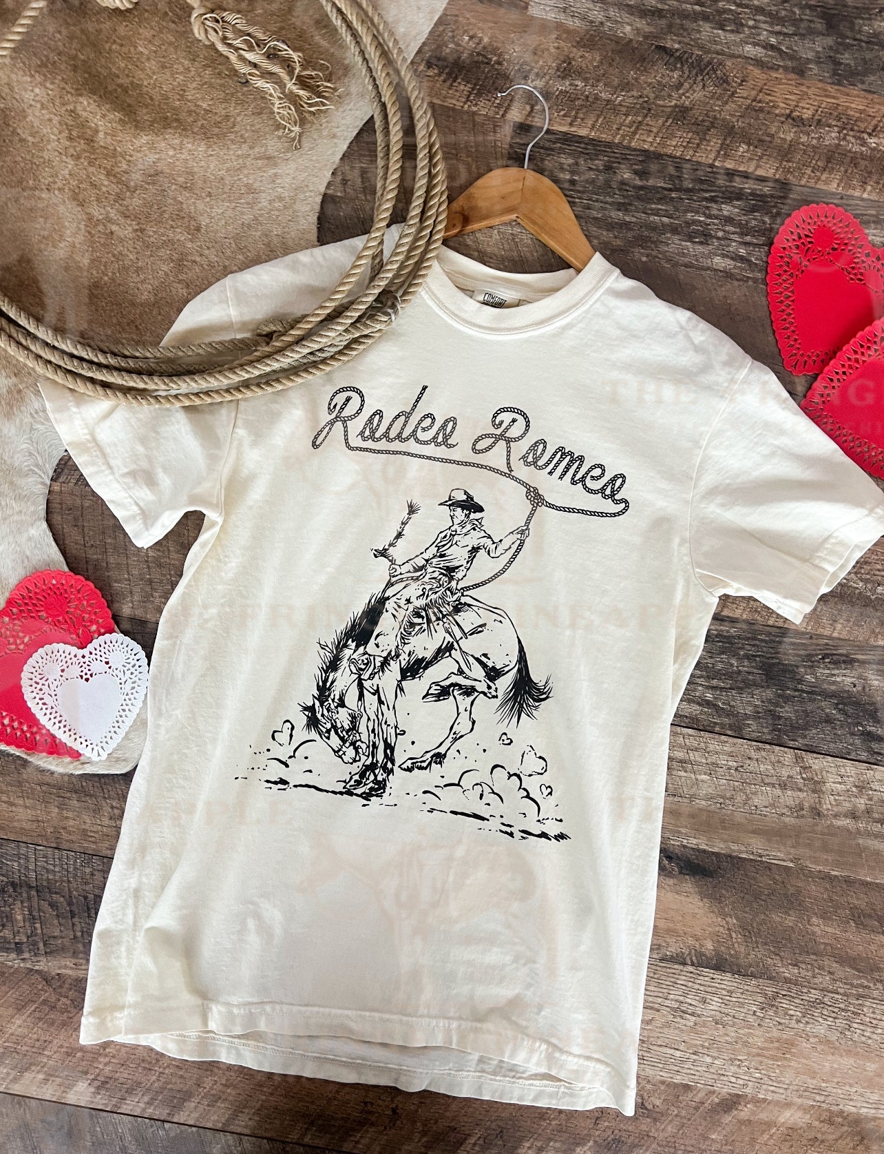 Rodeo Romeo Valentines Tee or Sweatshirt (Cream) (Adult)