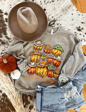 Howdy Pumpkin Sweatshirt (light charcoal)