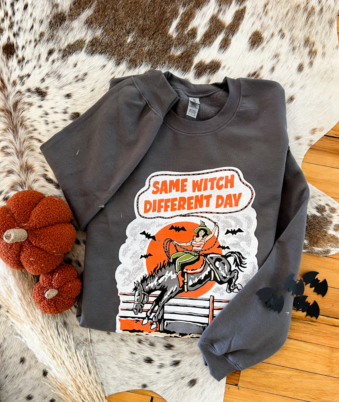 Same Witch Halloween Graphic Design Tee or Sweatshirt (charcoal)