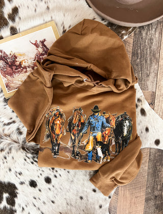 Leader of the pack Western Graphic Hoodie (Cognac)