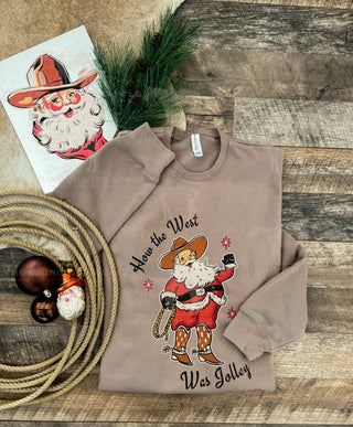 How The West Was Jolley Santa Tee or Sweatshirt (light brown)