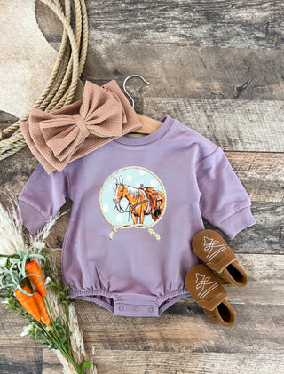 Easter Horse Bubble Romper(Purple)