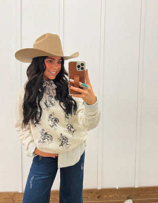 Rowdy Rodeo Tee Or Sweatshirt (Adult)(Heather Cream)