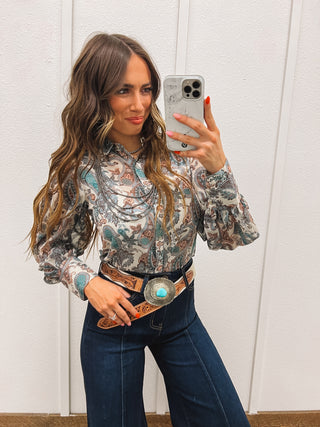 Paisley Puff Sleeve Blouse