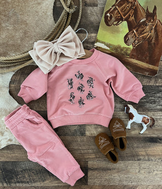 Rodeo Rowdy  Lounge Set(pink)(FRINGED EXCLUSIVE)