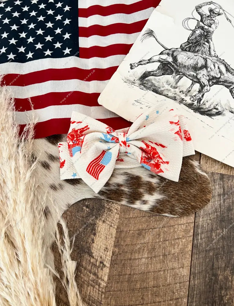 4th Of July Western Bows(Final Sale) American Cowboy(red)