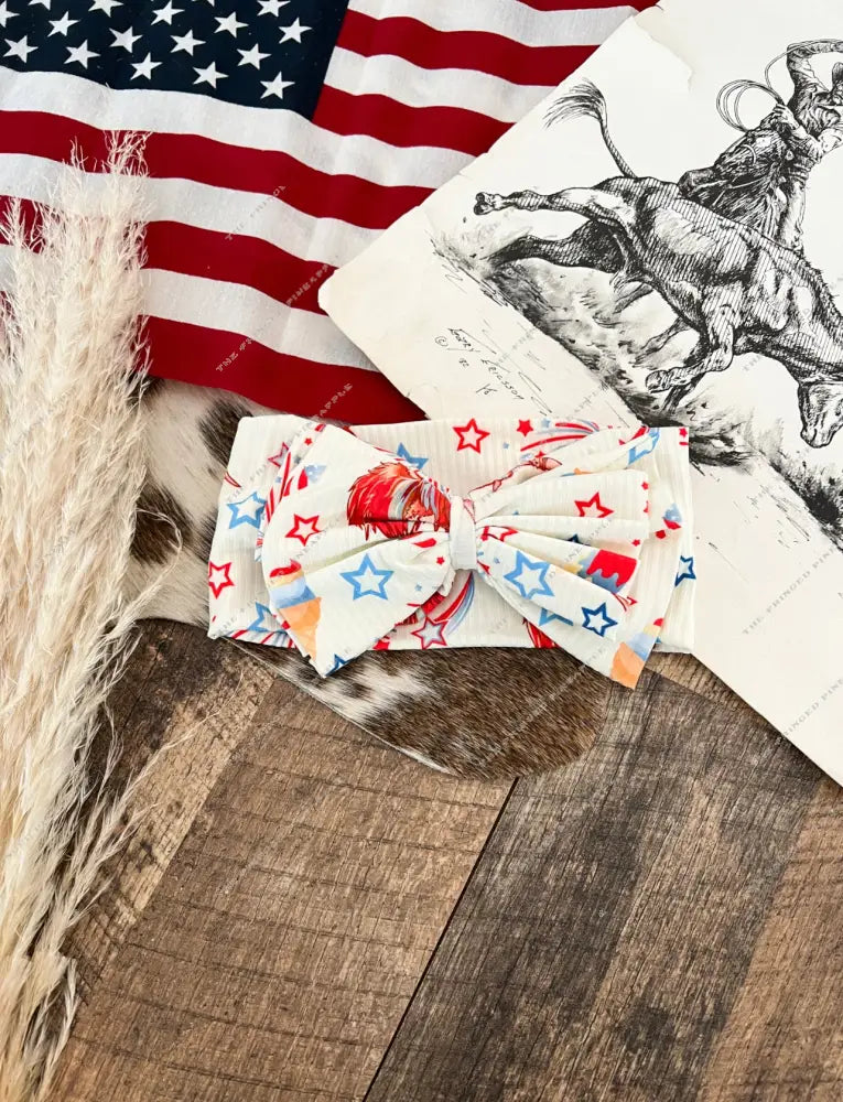 4th Of July Western Bows(Final Sale) Fireworks&Higlannd ribbed