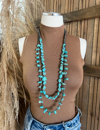 The Eye Candy Turquoise Beaded Necklace(2  Strand)