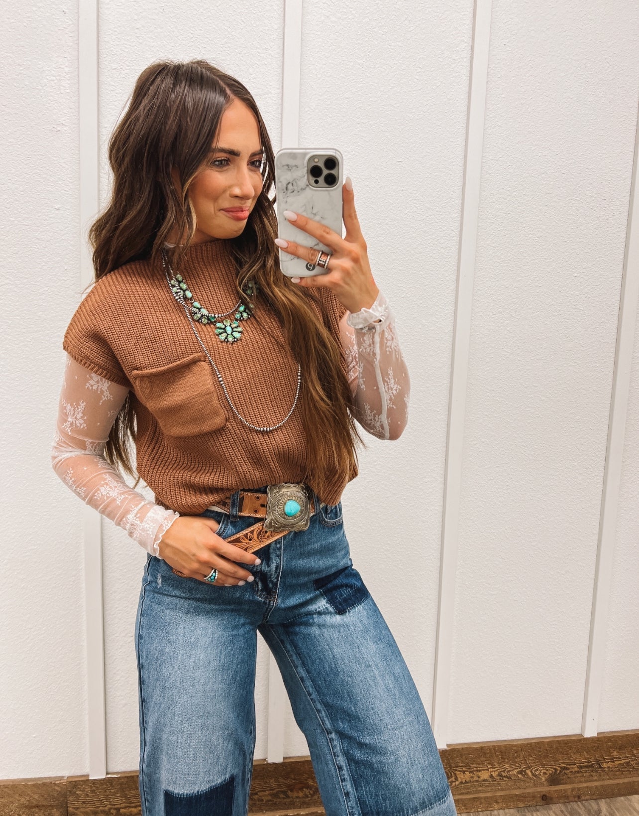 Lasso Knit Sweater Vest (Deep Camel)