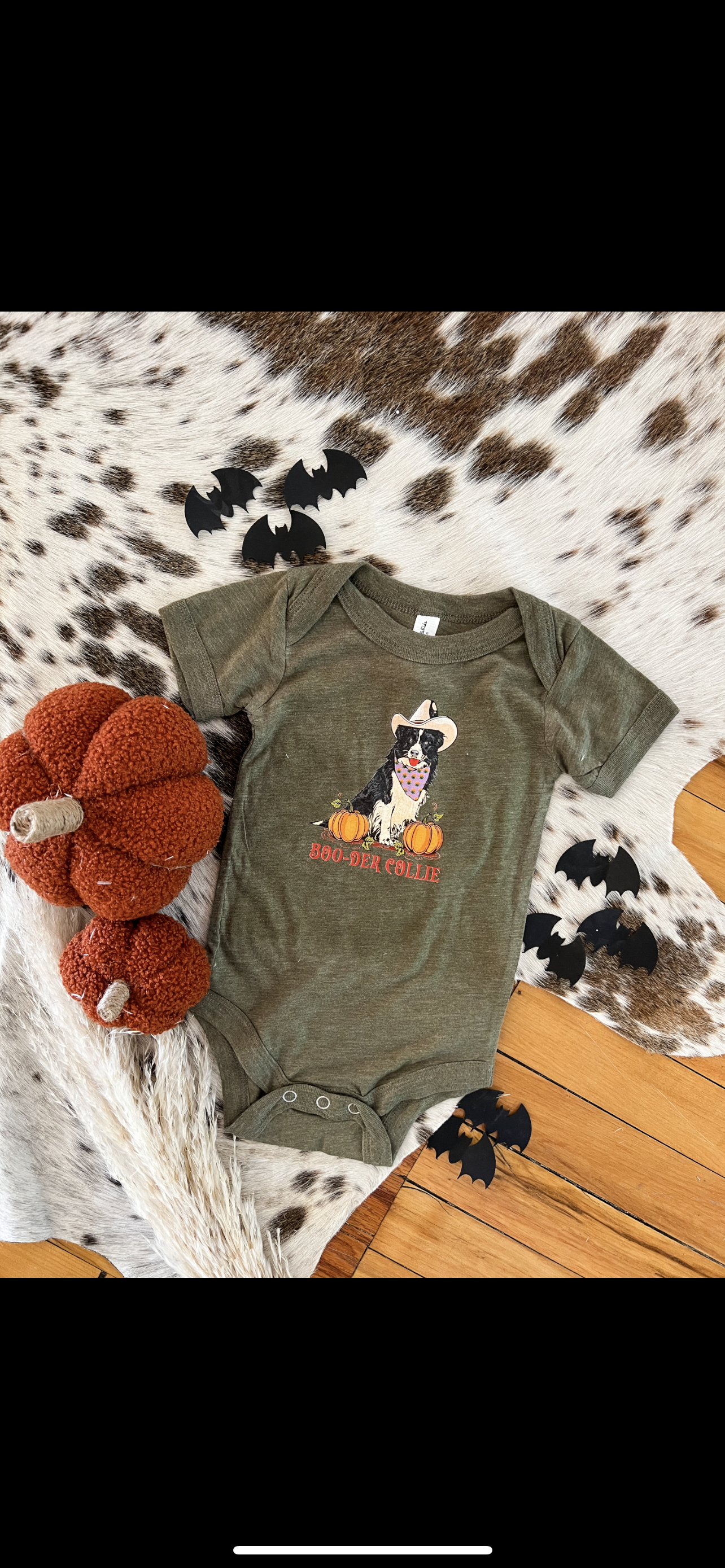 Boo-der Border Collie Halloween Design Onesie/Tee (little kid)(green)