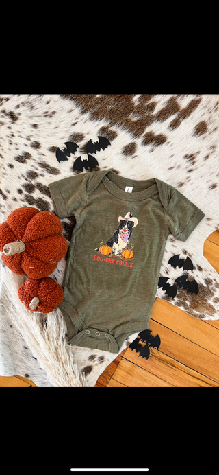 Boo-der Border Collie Halloween Design Onesie/Tee (little kid)(green)