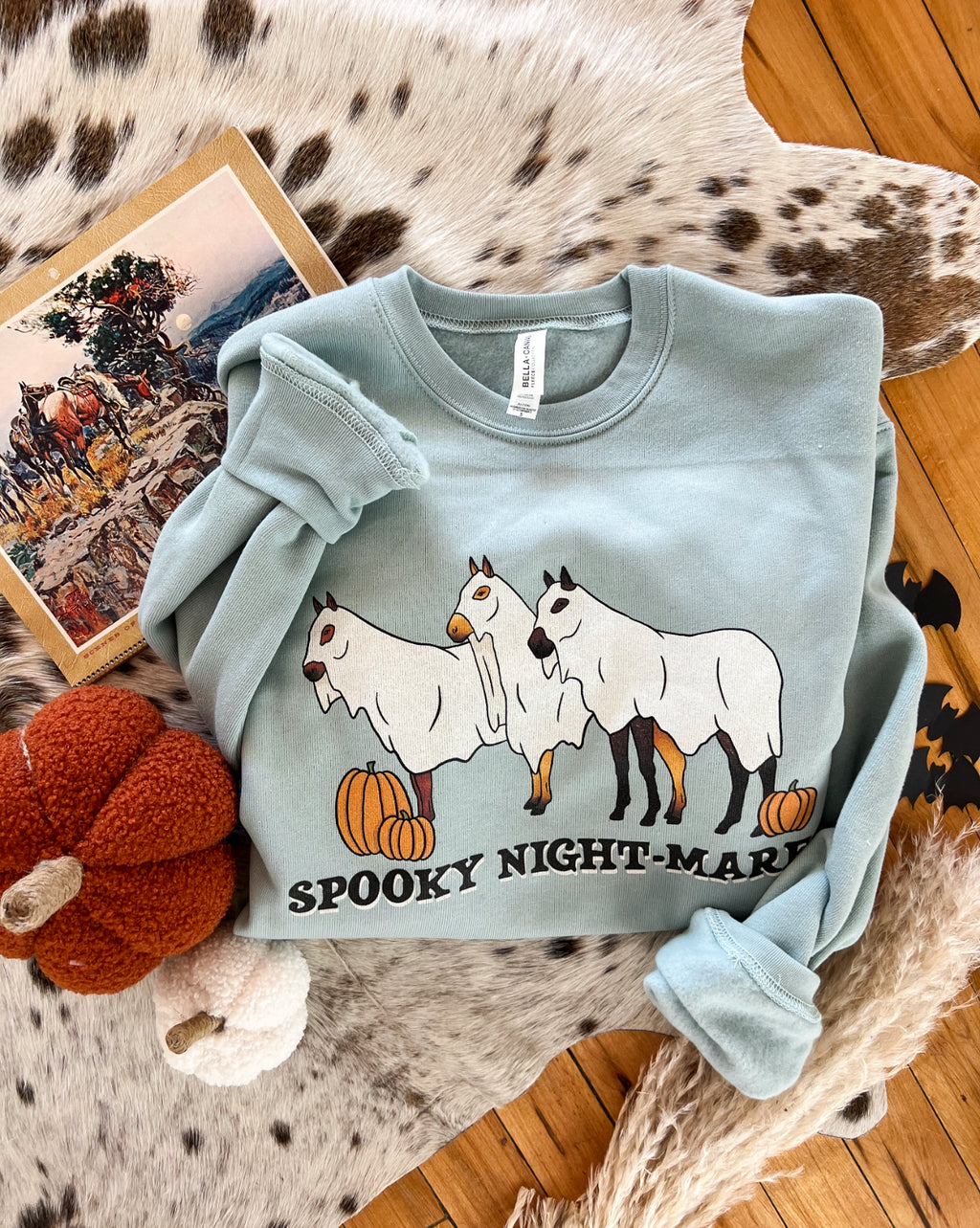 Spooky Nightmares Halloween Sweatshirt (seafoam)