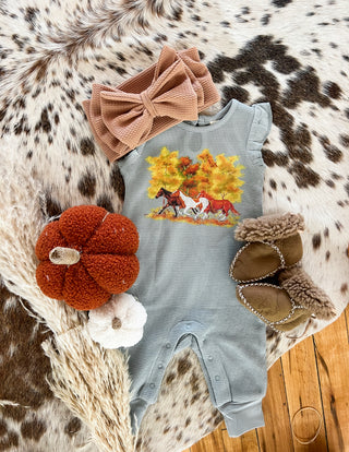 Fall Horses RUFFLE Romper(little kid)