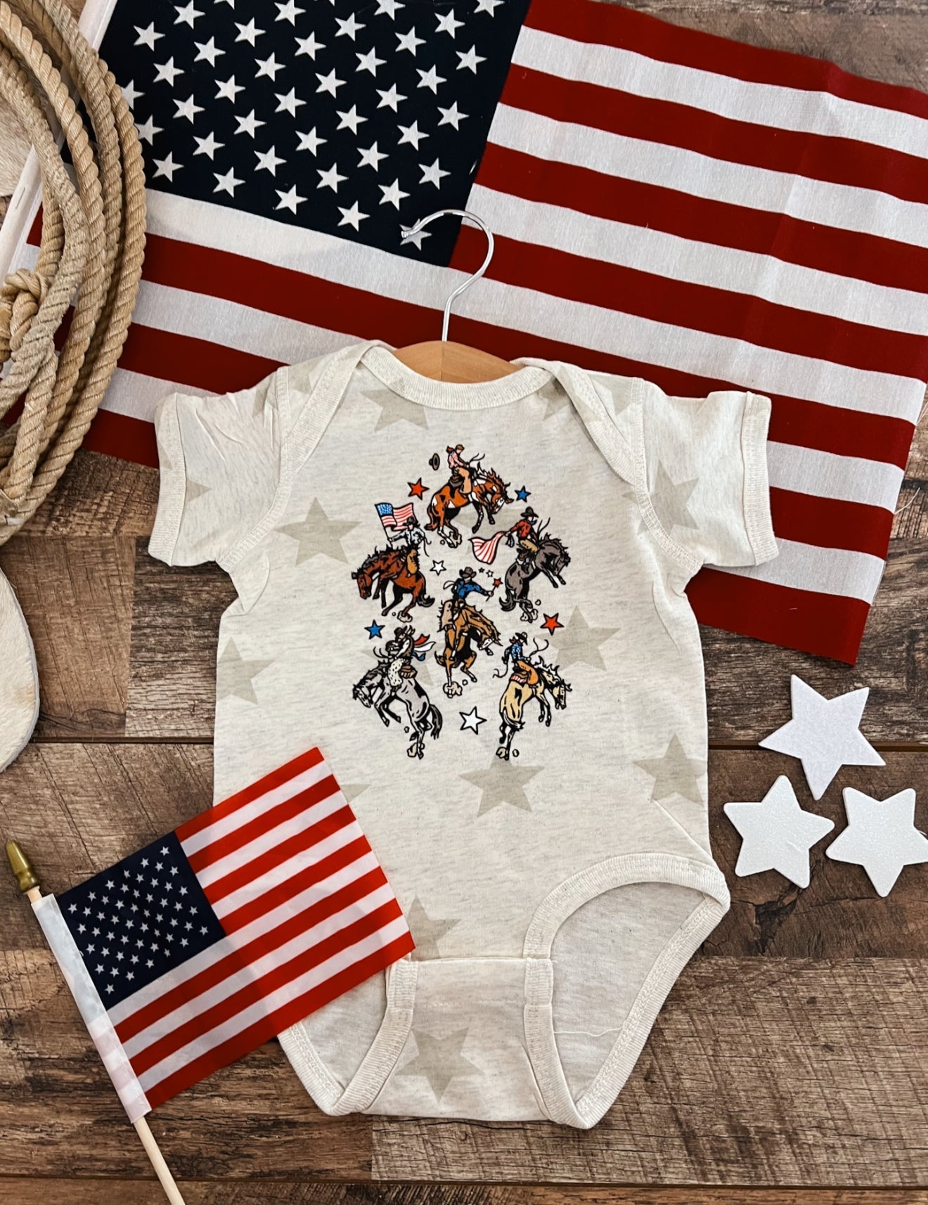 Freedom Cowboys -Cream Stars Infant (onesie)/Toddler (tee)